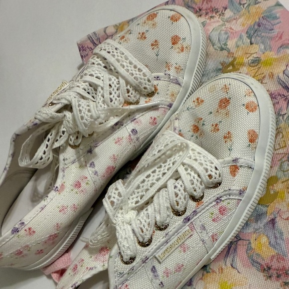 Superga x LoveShackFancy White Floral Low Top Sneakers - Picture 1 of 4